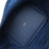 Hermes Picotin Lock 18 Bleu Tie Clemence Permabrass Hardware