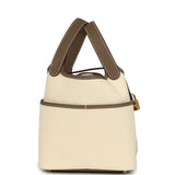 Hermes Picotin Cargo 18 Ecru Toile Canvas and Etoupe Swift Gold Hardware