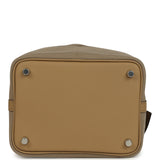 Hermes Picotin Cargo 18 Beiga Marfa Toile Canvas and Poussiere Swift Palladium Hardware