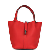 Hermes Picotin Lock 22 Rouge De Coeur Clemence Palladium Hardware