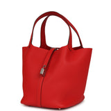 Hermes Picotin Lock 22 Rouge De Coeur Clemence Palladium Hardware