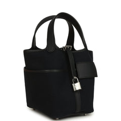 Hermes Picotin Cargo 18 Black Toile Goeland and Swift Palladium Hardware