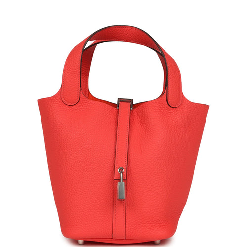 Hermes Picotin Lock 18 Rose Texas Clemence Palladium Hardware