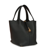 Hermes Picotin Lock 22 Black Clemence Gold Hardware