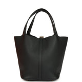 Hermes Picotin Lock 22 Black Clemence Gold Hardware