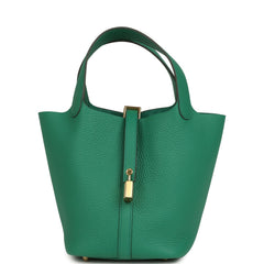 Hermes Picotin Lock 18 Vert Vertigo Clemence Gold Hardware