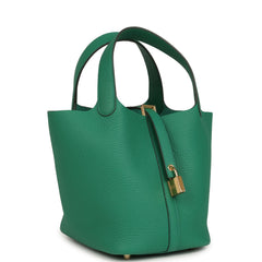 Hermes Picotin Lock 18 Vert Vertigo Clemence Gold Hardware