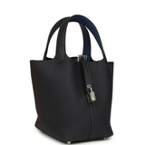Hermes Picotin Lock Eclat 18 Bleu Nuit Clemence and Bleu France Swift Palladium Hardware - Thumbnail View 2