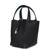 Hermes Picotin Lock Eclat 18 Bleu Nuit Clemence and Bleu France Swift Palladium Hardware - Thumbnail View 3