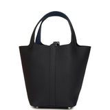 Hermes Picotin Lock Eclat 18 Bleu Nuit Clemence and Bleu France Swift Palladium Hardware - Thumbnail View 5