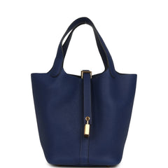 Hermes Picotin Lock 18 Bleu Encre Maurice Gold Hardware