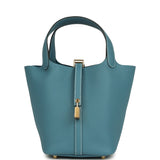 Hermes Picotin Lock 18 Blue Jean Clemence Gold Hardware