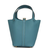 Hermes Picotin Lock 18 Blue Jean Clemence Gold Hardware