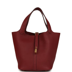 Hermes Picotin Lock 22 Rouge H Clemence Gold Hardware