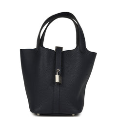 Hermes Picotin Lock 18 Bleu Nuit Clemence Palladium Hardware