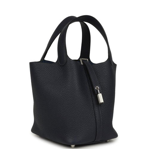 Hermes Picotin Lock 18 Bleu Nuit Clemence Palladium Hardware