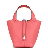 Hermes Picotin Lock 18 Rose Azalee Clemence Palladium Hardware