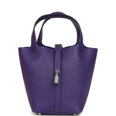 Hermes Picotin Lock 18 Purple Clemence Palladium Hardware