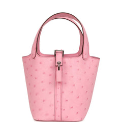 Hermes Micro Picotin Lock 14 Bubblegum Ostrich Boreal Palladium Hardware