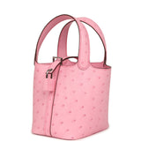 Hermes Micro Picotin Lock 14 Bubblegum Ostrich Palladium Hardware