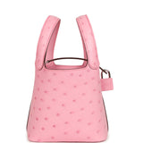 Hermes Micro Picotin Lock 14 Bubblegum Ostrich Palladium Hardware