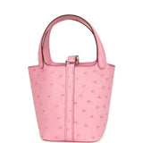 Hermes Micro Picotin Lock 14 Bubblegum Ostrich Palladium Hardware