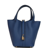 Hermes Picotin Lock 18 Bleu Tie Clemence Gold Hardware - Thumbnail View 1