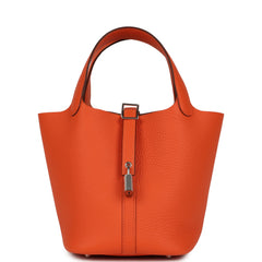 Hermes Picotin Lock 18 Tangerine Clemence Palladium Hardware