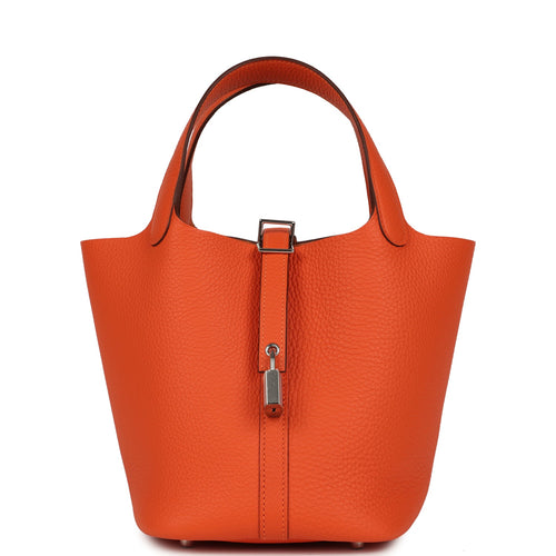 Hermes Picotin Lock 18 Tangerine Clemence Palladium Hardware