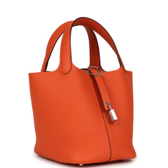 Hermes Picotin Lock 18 Tangerine Clemence Palladium Hardware