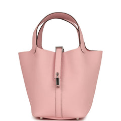 Hermes Picotin Lock 18 Rose Sakura Clemence Palladium Hardware