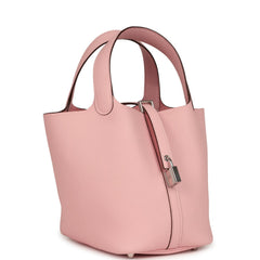 Hermes Picotin Lock 18 Rose Sakura Clemence Palladium Hardware