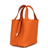 Pre-owned Hermes Picotin Lock 18 Orange Clemence Gold Hardware - Thumbnail View 5