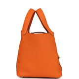 Pre-owned Hermes Picotin Lock 18 Orange Clemence Gold Hardware - Thumbnail View 3