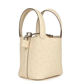 Hermes Micro Picotin Lock 14 Nata Ostrich Palladium Hardware - Thumbnail View 5
