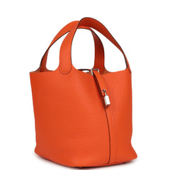 Hermes Picotin Lock 22 Tangerine Clemence Palladium Hardware
