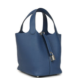 Hermes Picotin Lock 18 Bleu Tie Clemence Palladium Hardware - Thumbnail View 2