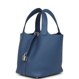 Hermes Picotin Lock 18 Bleu Tie Clemence Palladium Hardware - Thumbnail View 5