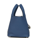 Hermes Picotin Lock 18 Bleu Tie Clemence Palladium Hardware - Thumbnail View 3