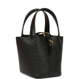 Hermes Micro Picotin Lock 14 Black Ostrich Gold Hardware - Thumbnail View 2