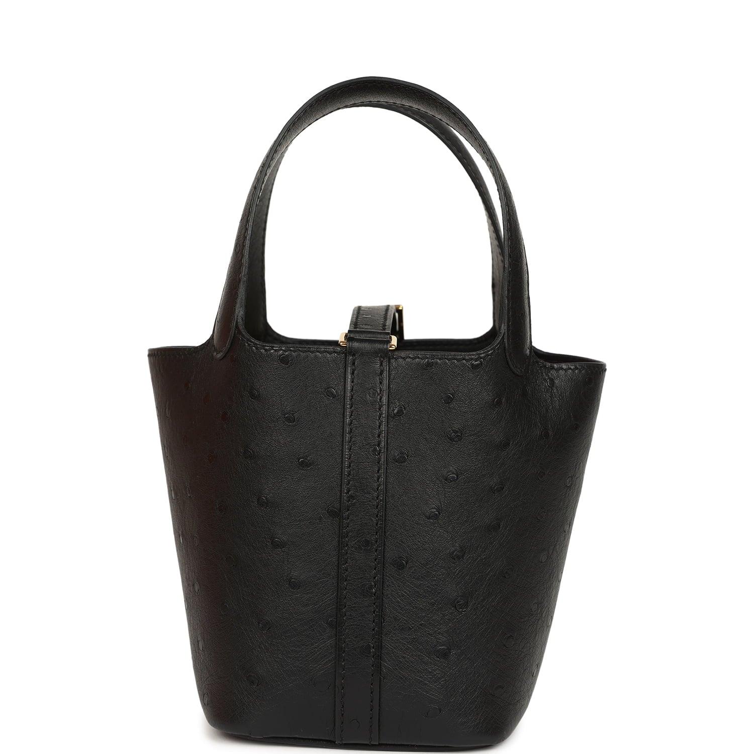 Hermes Micro Picotin Lock 14 Black Ostrich Gold Hardware