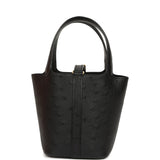 Hermes Micro Picotin Lock 14 Black Ostrich Gold Hardware - Thumbnail View 4