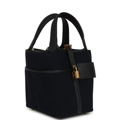 Hermes Picotin Cargo 18 Bleu Marine Swift and Toile Canvas Gold Hardware