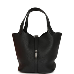 Hermes Picotin Lock 22 Black Clemence Palladium Hardware