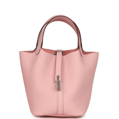 Hermes Picotin Lock 18 Rose Sakura Clemence Palladium Hardware