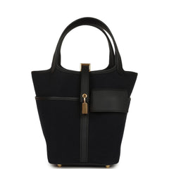 Hermes Picotin Cargo 18 Black Toile Goeland and Swift Gold Hardware