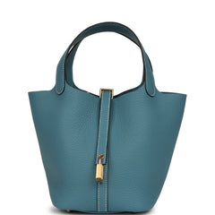 Hermes Picotin Lock 18 Blue Jean Clemence Gold Hardware