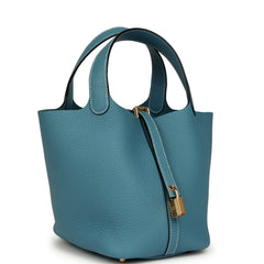 Hermes Picotin Lock 18 Blue Jean Clemence Gold Hardware