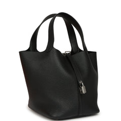 Hermes Picotin Lock 22 Black Clemence Palladium Hardware