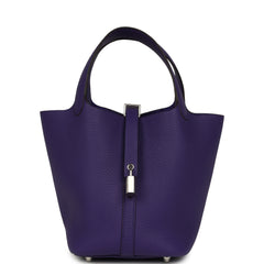 Hermes Picotin Lock 18 Purple Clemence Palladium Hardware